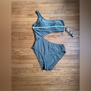 Abercrombie & Fitch Olive Green One-Shoulder Cutout Swimsuit